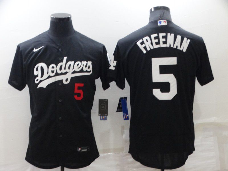 Men Los Angeles Dodgers 5 Freddie Freeman Black Nike Elite 2022 MLB Jersey
